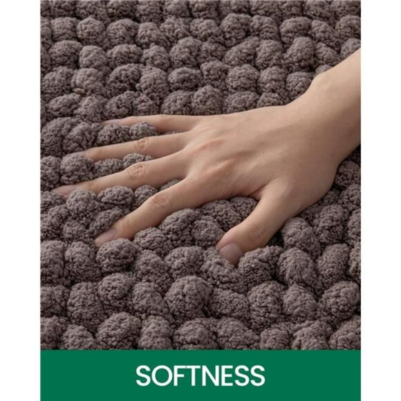 Brown chenille bathroom rug non slip absorbent soft quick dry bath mat floor 17x - Picture 3 of 7
